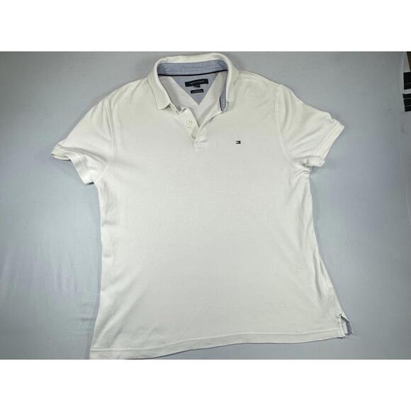Tommy Hilfiger Mens M White Custom Fit 1/4 Button Polo Shirt - Picture 1 of 7